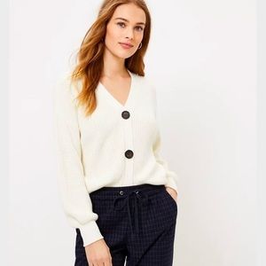 LOFT Cropped Slouchy V-Neck Cardigan